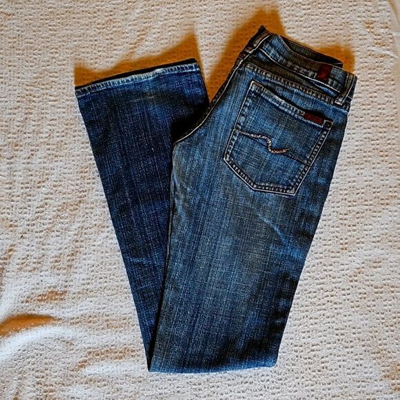 7 For All Mankind women's jeans. Pink sequenon back pockets, Y2K style - Picture 1 of 6